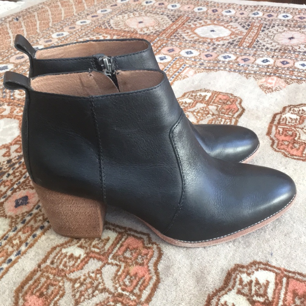 Madewell Brenner Black Leather Booties Sz 8 1/2